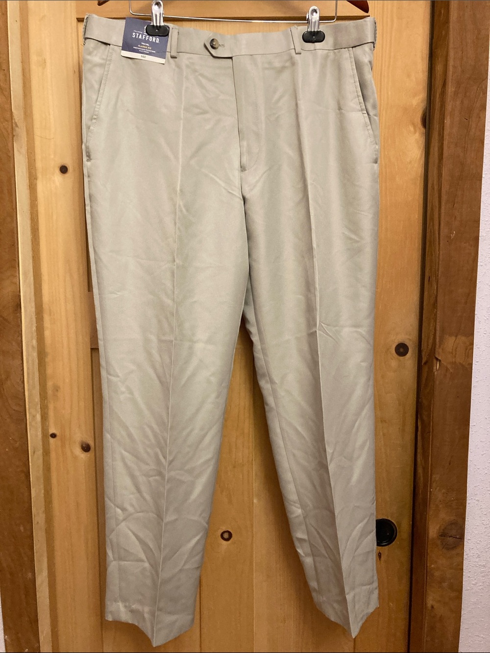 Stafford Travel Classic Fit Performance Microfiber Flat Front Chinos